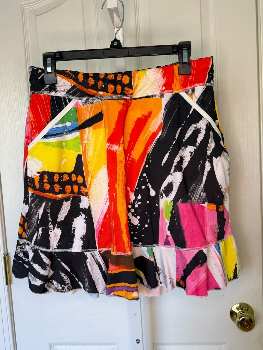 Vibrant Sofibella Golf Skort Abstract Ruffle Performance Multi Colored Skort L